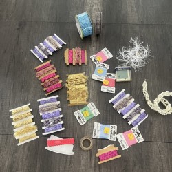 Craft Lot Ribbon Trim Silk Thread Washi Tape Pearls Sewing Scrapbooking