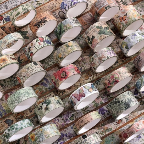 42 Rolls Vintage Washi Tape Set, Writable Decorative Tapes for Scrapbooking