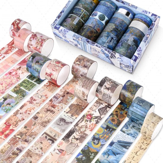 24 Rolls Vintage Washi Tape Set Retro Floral Scrapbook Journal Craft DIY
