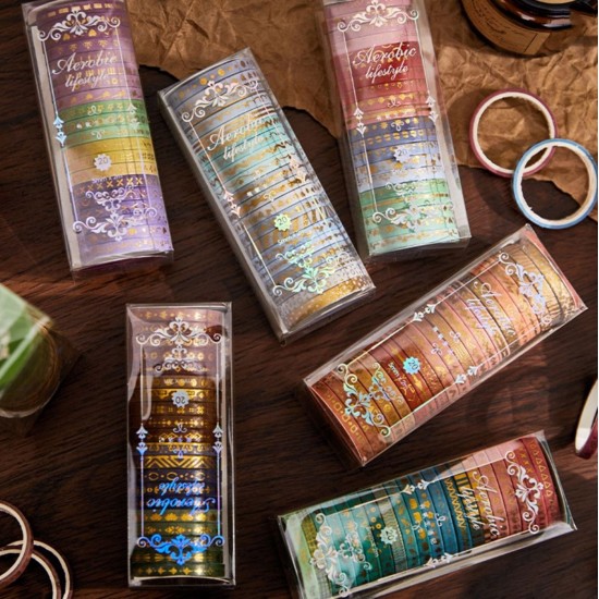 Au 20 Rolls Sticky Washi Tape Papers Gilding Scrapbooking Journal Note Stickers
