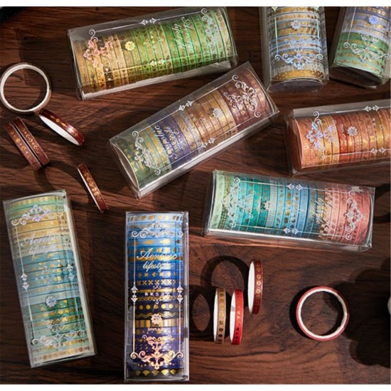 Au 20 Rolls Sticky Washi Tape Papers Gilding Scrapbooking Journal Note Stickers