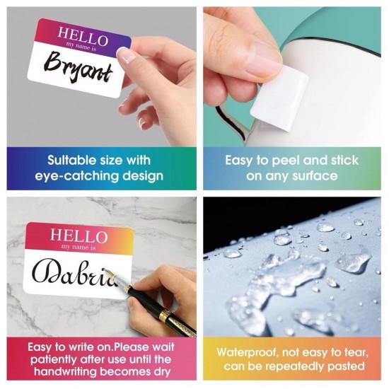 Colourful Name Tag Labels ‘Hello My Name Is' Stickers 50 X 75mm 240 Pcs 15 Color