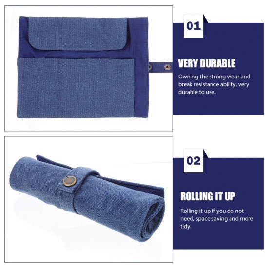 Roll Up Canvas Pencil Case Portable Organizer Pen Pouch for Drawing