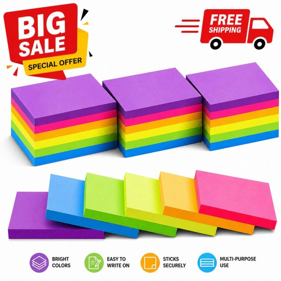 6 Pack Kawaii Sticky Notes Index Tabs Cute Memo Notepad School Office Stationery