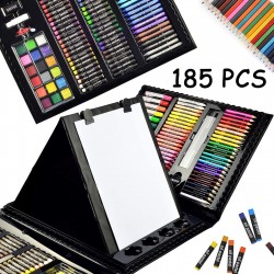 185pcs Art Set Drawing Art Box Oil Pastels Crayons Colored Pencils Markers Paint - Black