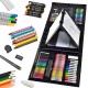 185pcs Art Set Drawing Art Box Oil Pastels Crayons Colored Pencils Markers Paint - Black