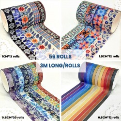 Floral Washi Tape Set 56 Rolls Colored Decorative Masking Tapes Craft DIY