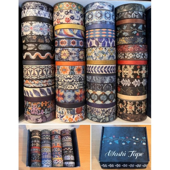 Floral Washi Tape Set 56 Rolls Colored Decorative Masking Tapes Craft DIY