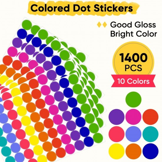 1400 Pcs Colored Dot Stickers Round Color Coding Labels Classroom Must Haves