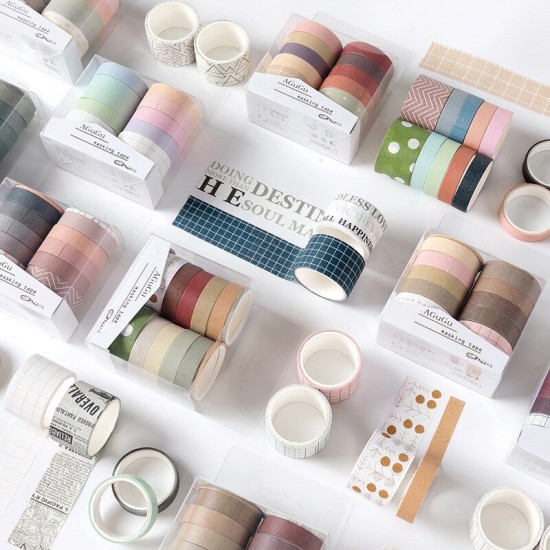 10 Rolls Basic Colors Washi Tape Series Washi Tape Sample Gift Box Set