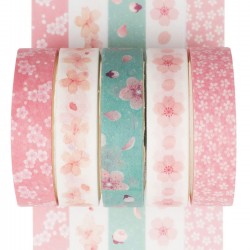 5 Rolls Washi Tape Set Creative Basic Skinny Decorative Tapes for Arts, DIY C
