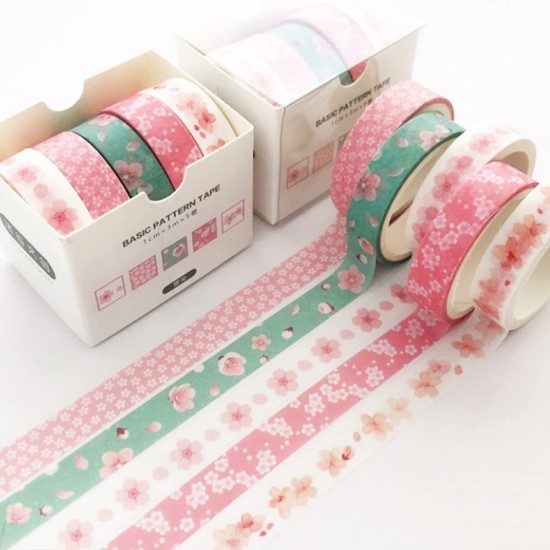 5 Rolls Washi Tape Set Creative Basic Skinny Decorative Tapes for Arts, DIY C