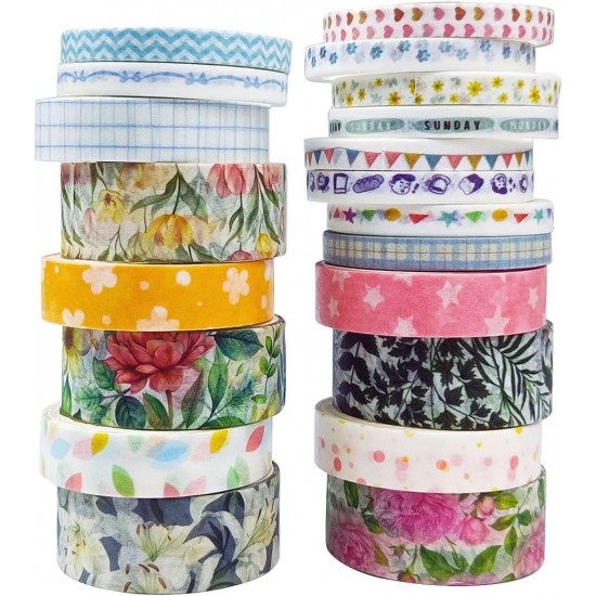 20 Rolls Washi Tape Set,Floral Washi Tape for Journaling, Assorted Sizes Floral