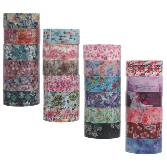 24 Rolls Aesthetic Stickers Vintage Washi Tape Journal Supplies Flowers Tapes