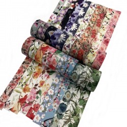Floral Washi Tape Set - 20 Rolls, 15mm Decorative Paper Tapes for Scrapbooking