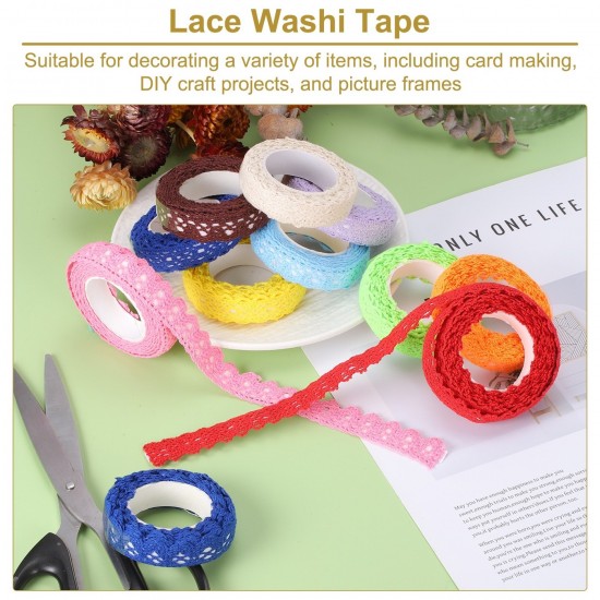 2 Pack Lace Washi Tape Self-Adhesive Lace Ribbon 2 Yards, Brown