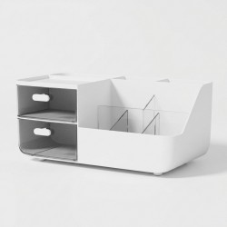 Desktop Organizer with Drawers Pen Holder Makeup Stationery Storage Box