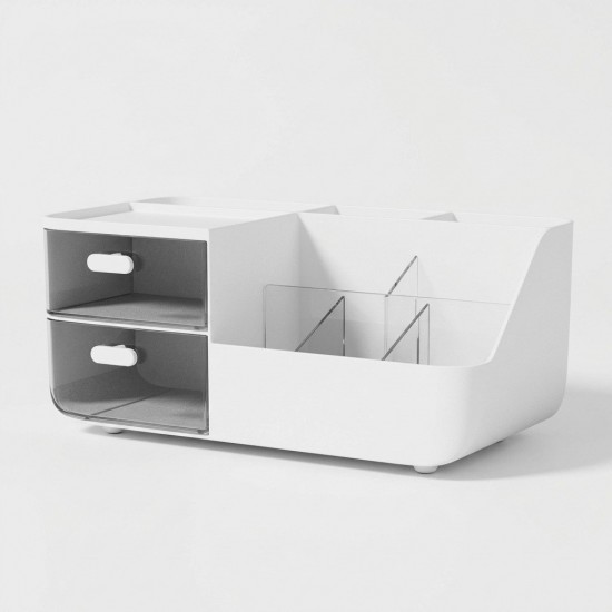 Desktop Organizer with Drawers Pen Holder Makeup Stationery Storage Box